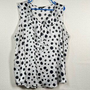 Milano Womens Silky Sleeveless Blouse Ruffled Plus Size 1X